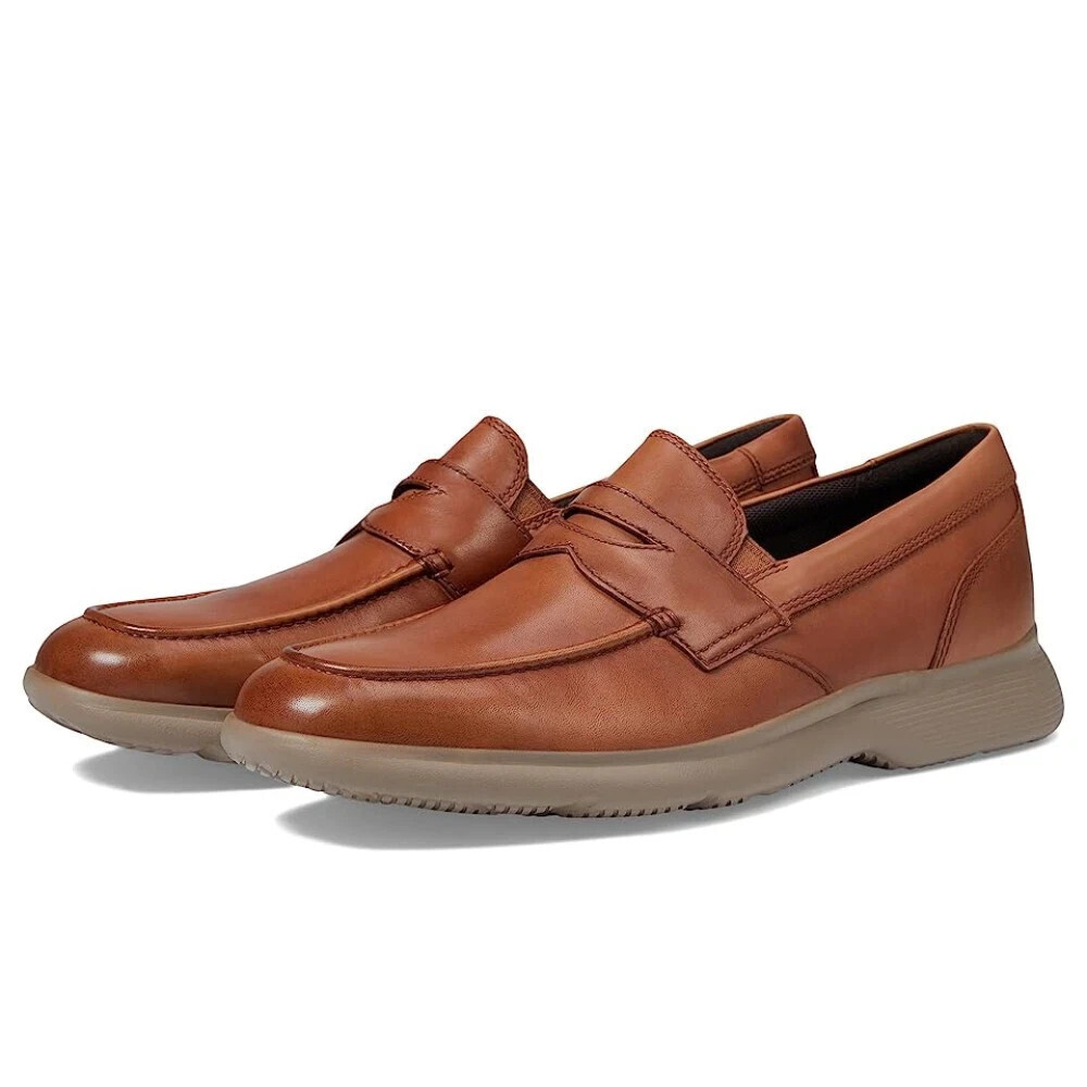 Rockport Truflex Dressports CJ1337 Penny Loafer Men 8.5 Tan Leather Shoe RHS6095